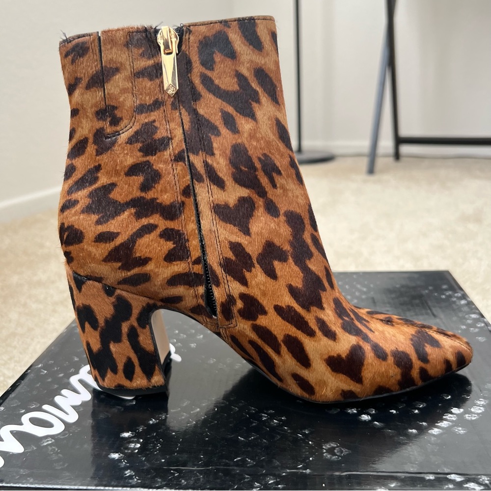 Sam Edelman Hilty Leopard Print Cow Hair Booties